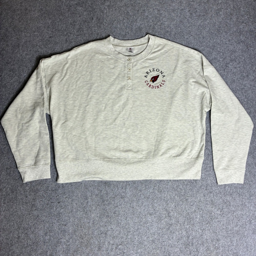 NFL Team Apparel Arizona Cardinals Over shirt Sweatshirt Womens XL Gray Crop